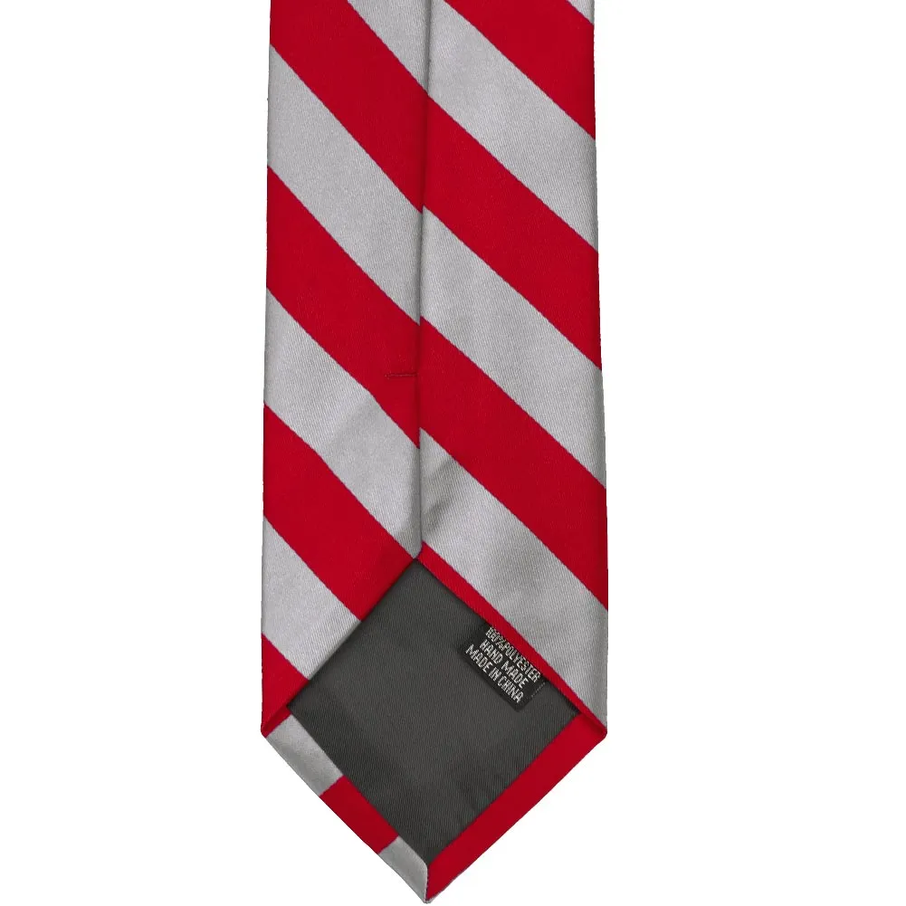 Red and Silver Extra Long Striped Tie sold by TieMart product image thumbnail 5