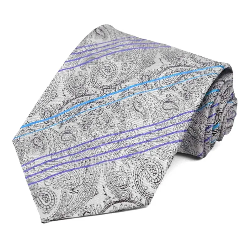 Silver Alden Paisley Necktie sold by TieMart