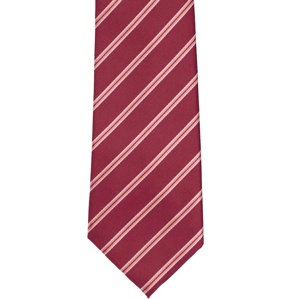 Burgundy Melvin Striped Extra Long Necktie sold by TieMart product image thumbnail 2