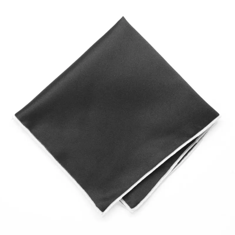 White Tipped Black Pocket Square sold by TieMart