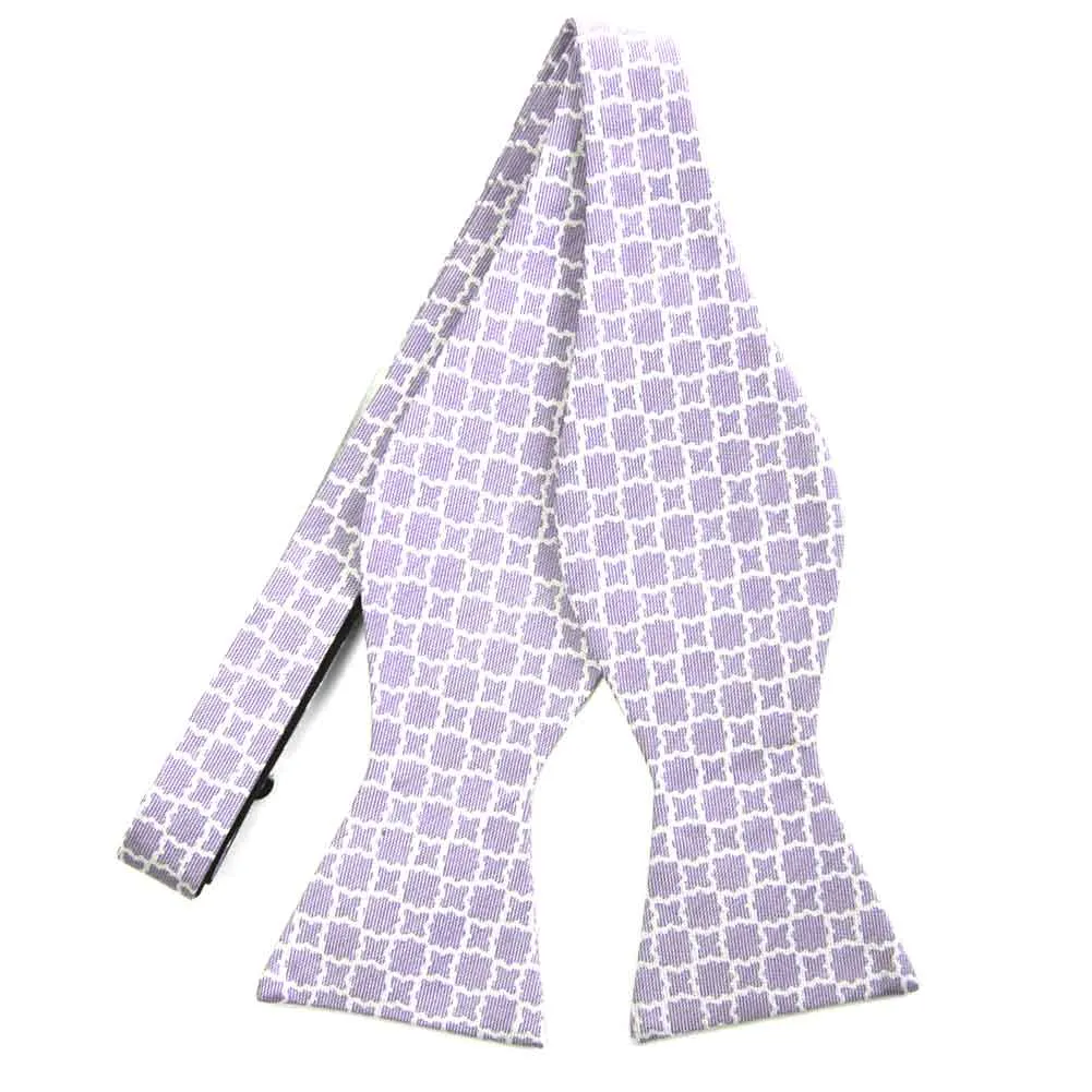 Purple Moroccan Trellis Cotton/Silk Self-Tie Bow Tie sold by TieMart