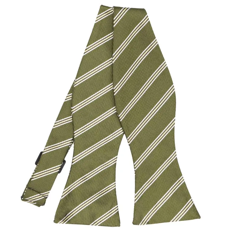 Moss Green Melvin Striped Self-Tie Bow Tie sold by TieMart
