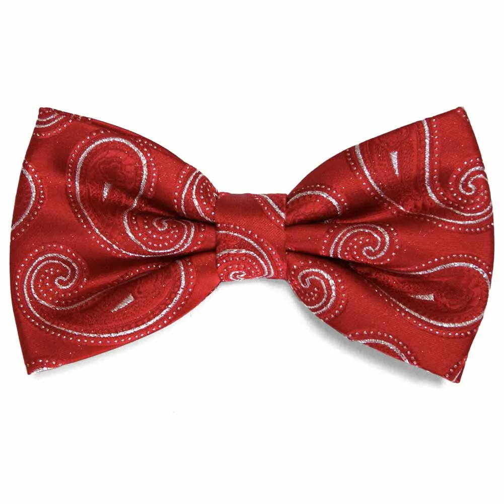 Red Berkshire Paisley Bow Tie sold by TieMart