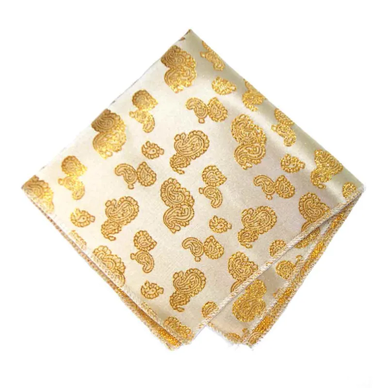 Gold Ivanhoe Paisley Pocket Square sold by TieMart