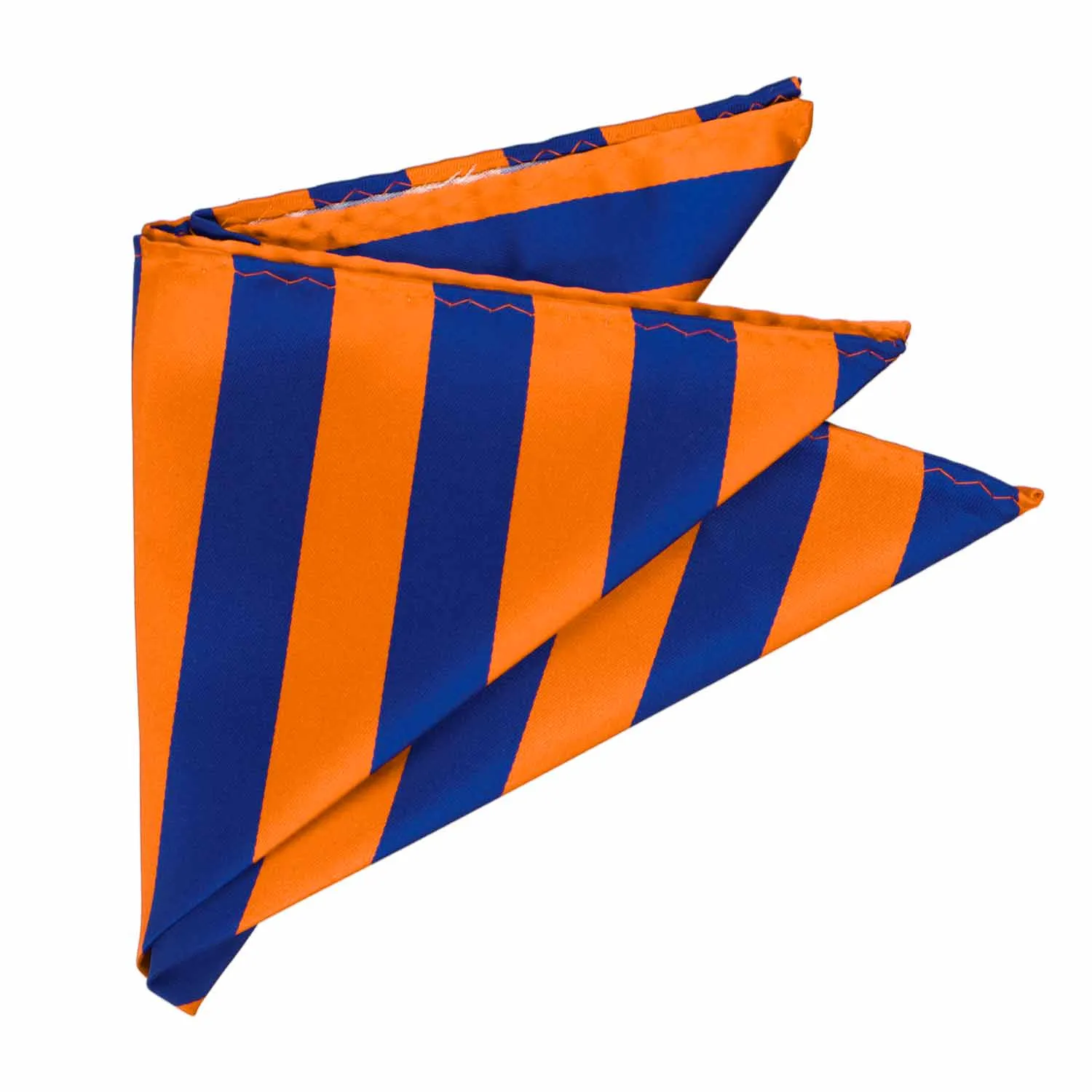 Royal Blue and Orange Striped Pocket Square sold by TieMart product image thumbnail 3