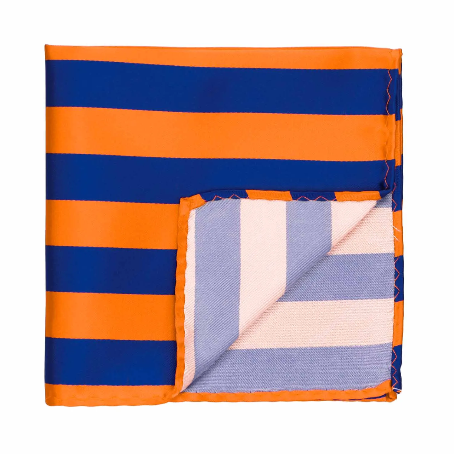 Royal Blue and Orange Striped Pocket Square sold by TieMart product image thumbnail 2