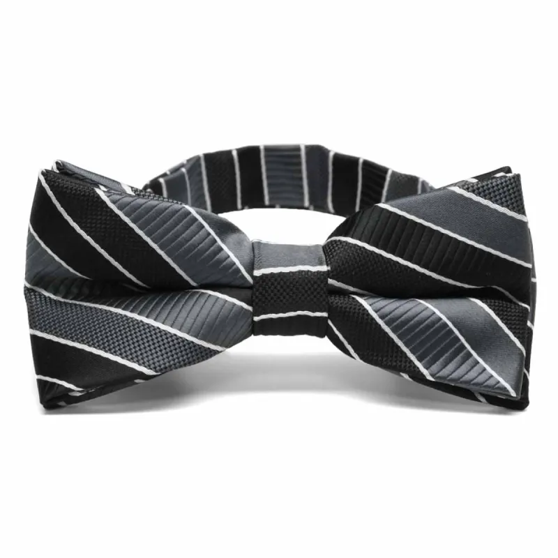 Black Douglas Striped Band Collar Bow Tie sold by TieMart