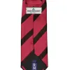 Red and Black British Striped Cotton/Silk Necktie sold by TieMart