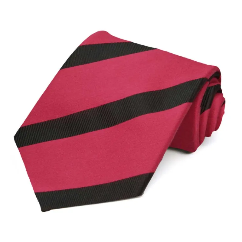Red and Black British Striped Cotton/Silk Necktie sold by TieMart