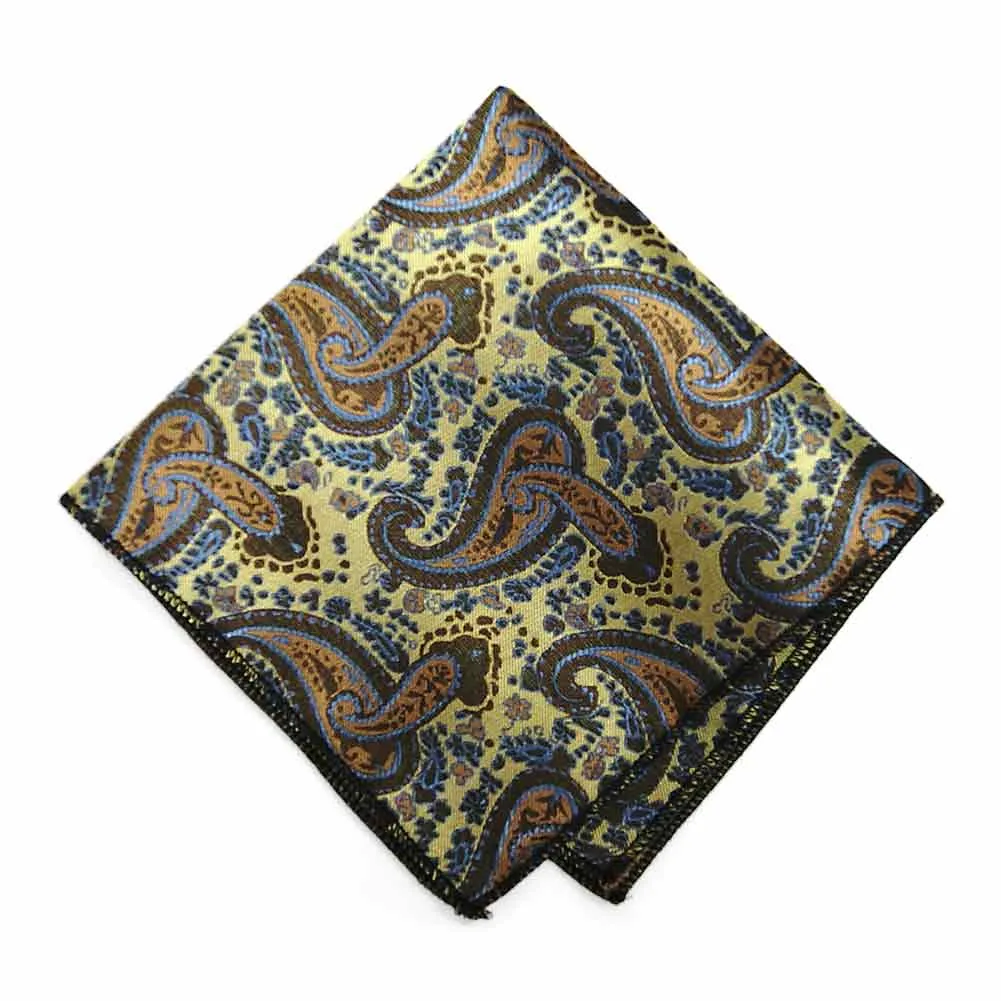 Gold Spencer Paisley Pocket Square sold by TieMart