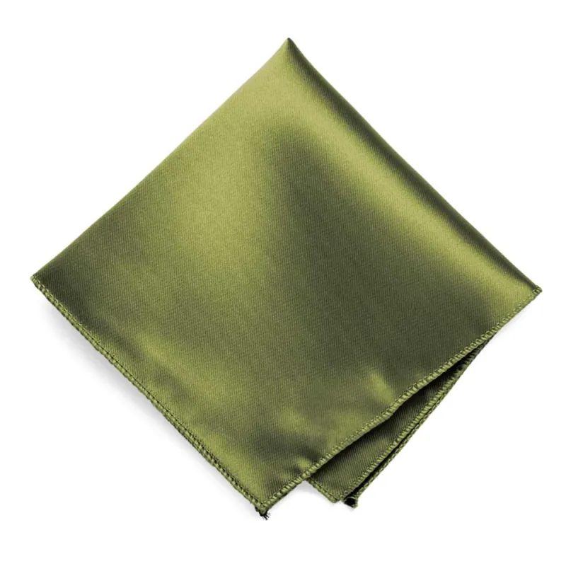 Olive Green Solid Color Pocket Square sold by TieMart