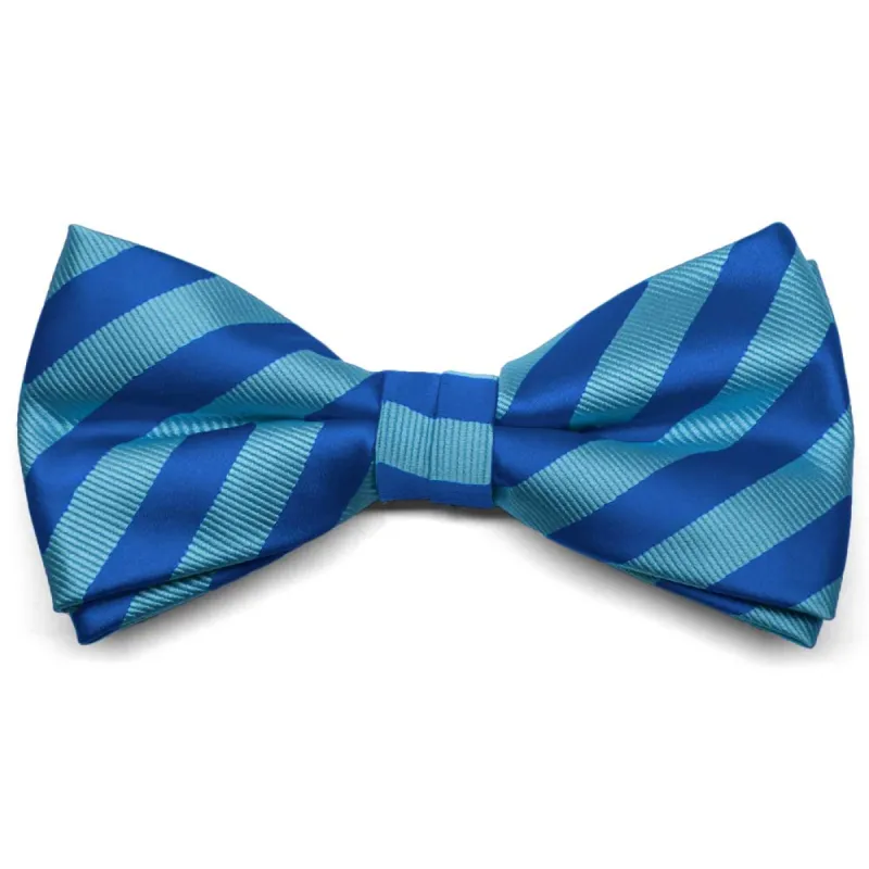 Horizon Blue Formal Striped Bow Tie sold by TieMart