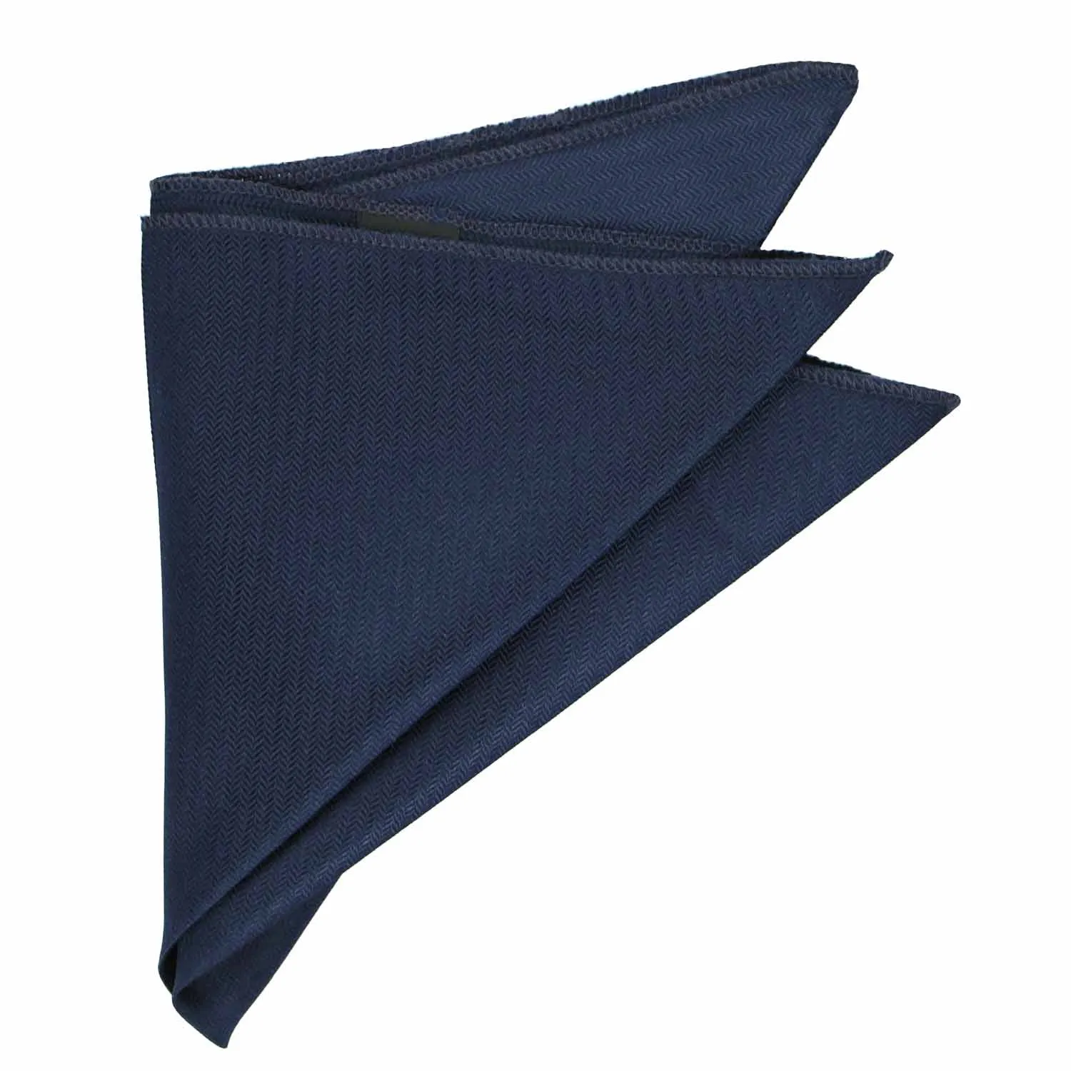 Navy Blue Herringbone Silk Pocket Square sold by TieMart product image thumbnail 3