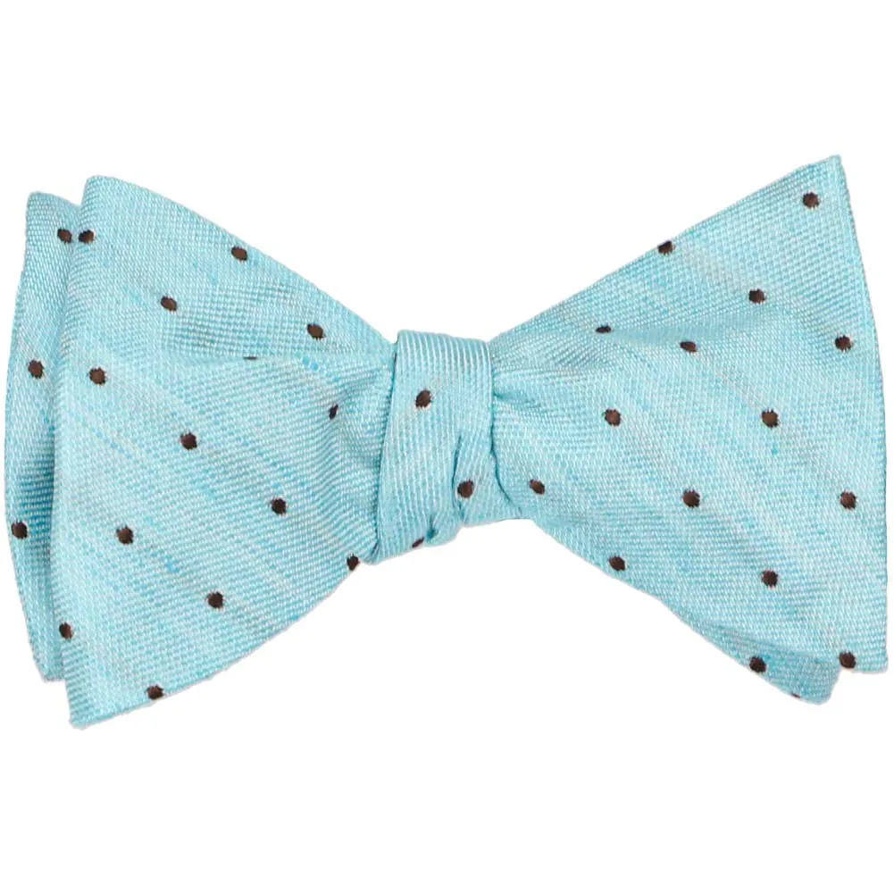 Light Turquoise Dispatcher Dot Linen/Silk Self-Tie Bow Tie sold by TieMart product image thumbnail 2