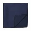 Navy Blue Herringbone Silk Pocket Square sold by TieMart