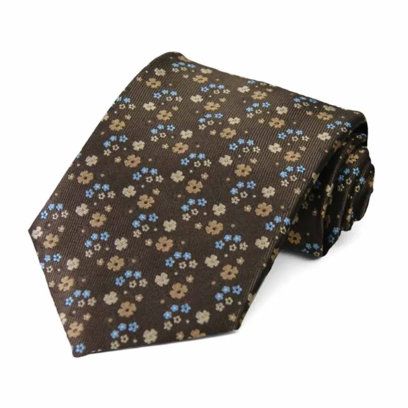 Chocolate Brown Sidney Floral Necktie sold by TieMart