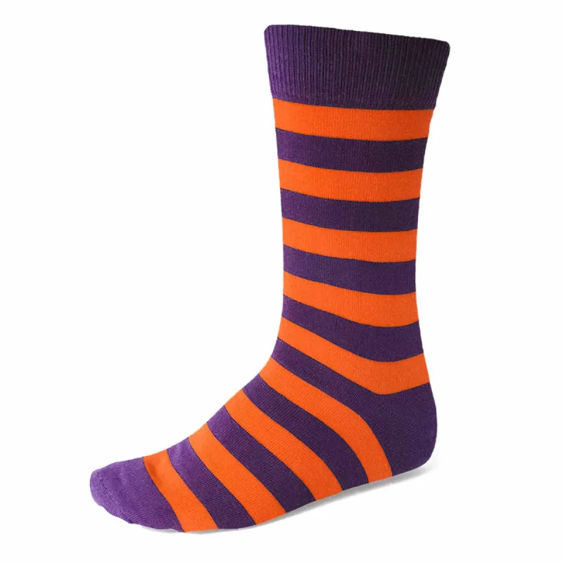 Men's Purple and Orange Striped Socks sold by TieMart