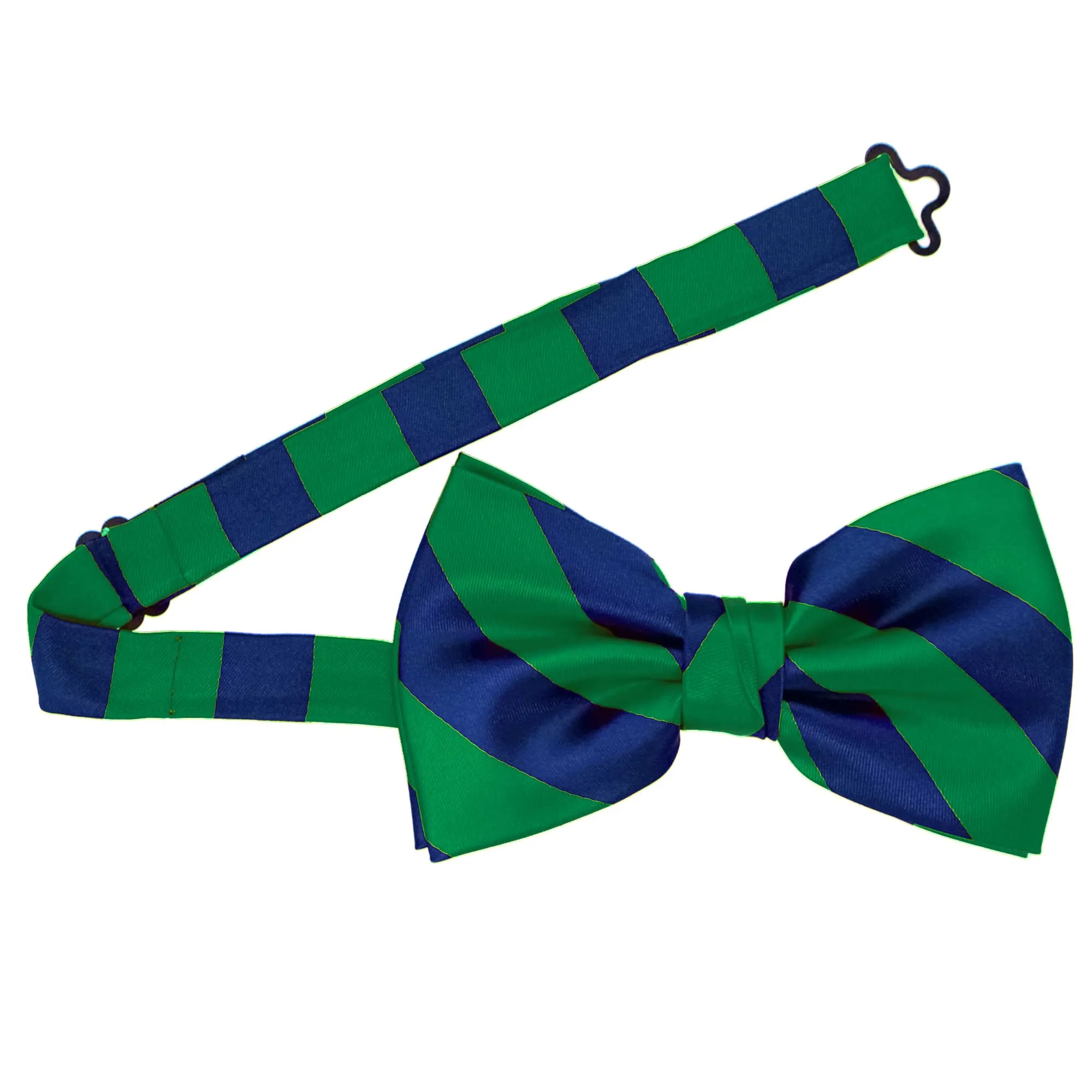 Kelly Green and Royal Blue Striped Bow Tie sold by TieMart product image thumbnail 3