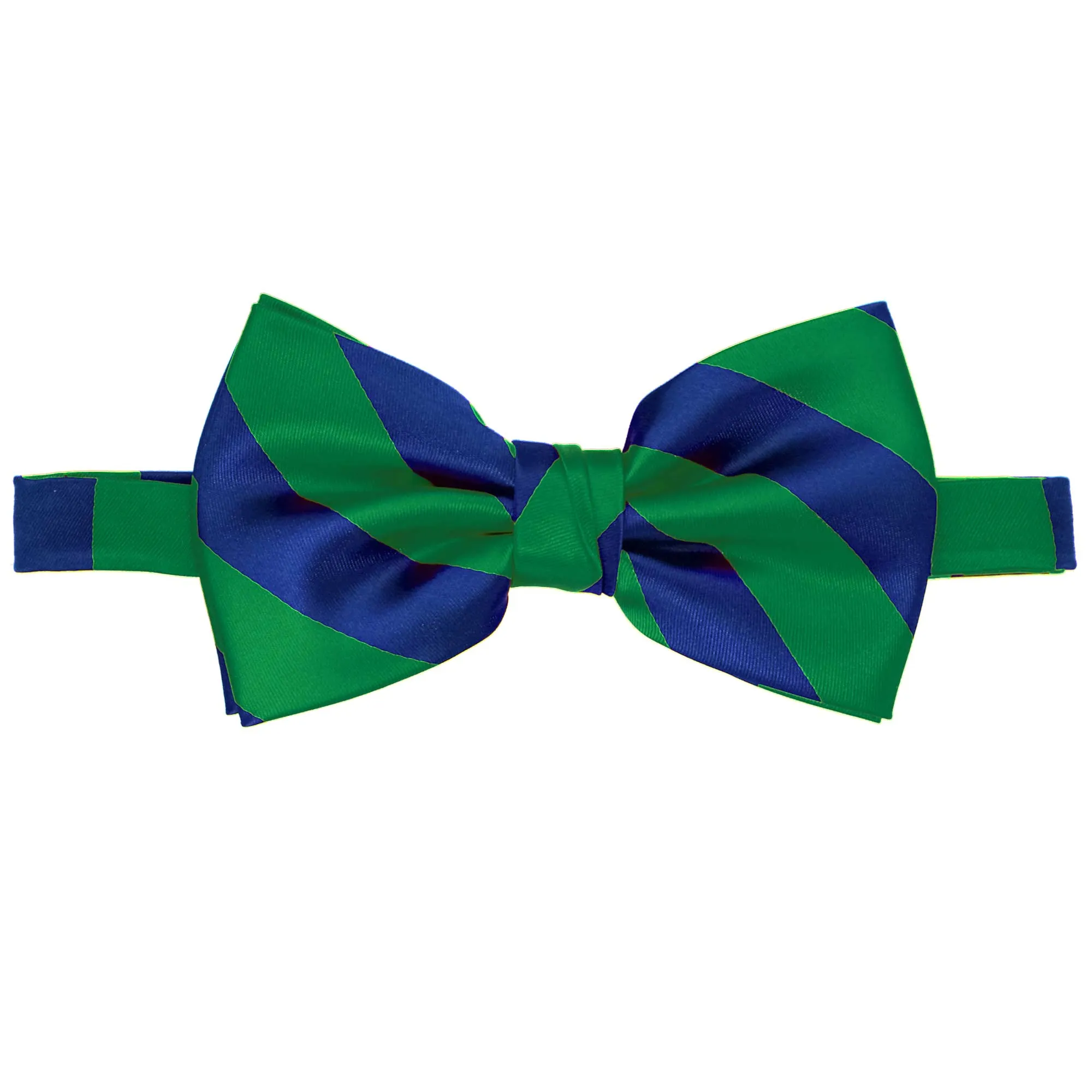 Kelly Green and Royal Blue Striped Bow Tie sold by TieMart product image thumbnail 2