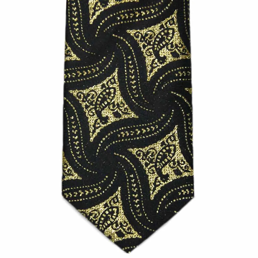 Black and Gold Chadwick Paisley Necktie sold by TieMart product image thumbnail 2