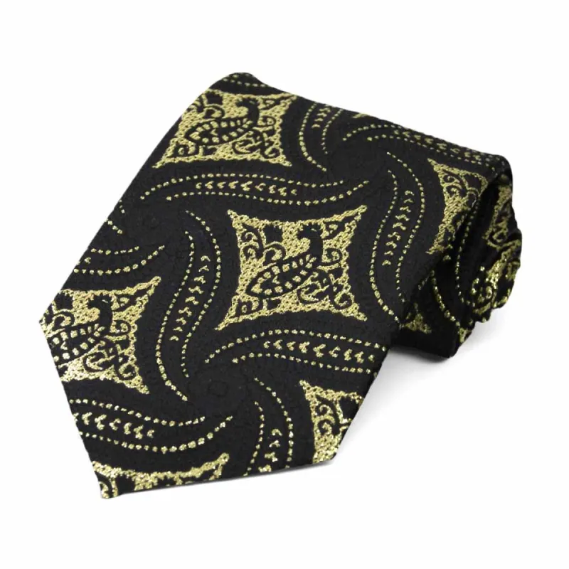 Black and Gold Chadwick Paisley Necktie sold by TieMart