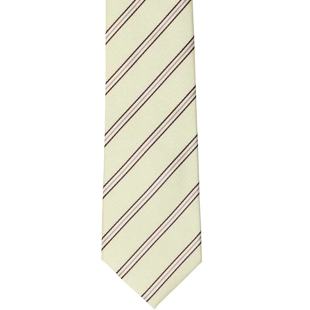 Vanilla Melvin Striped Slim Necktie, 2.5" Width sold by TieMart product image thumbnail 2
