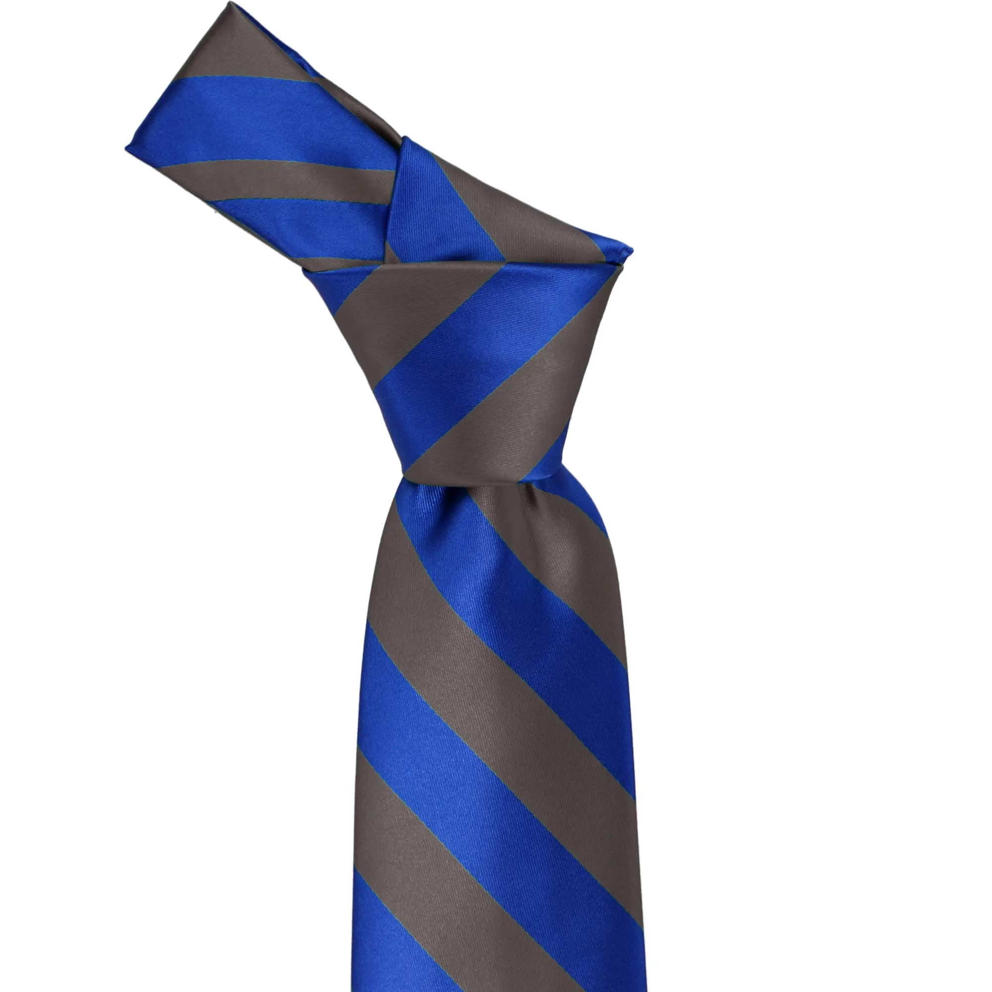 Royal Blue and Dark Gray Striped Tie sold by TieMart product image thumbnail 2