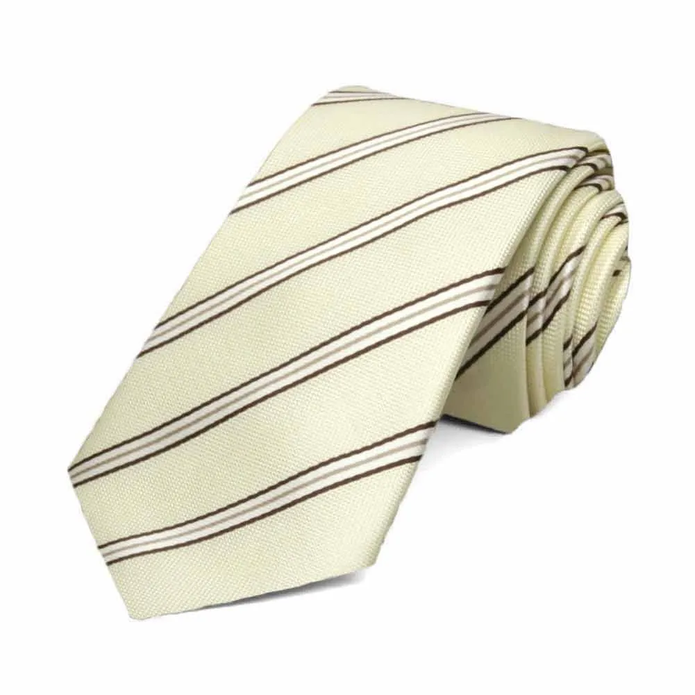 Vanilla Melvin Striped Slim Necktie, 2.5" Width sold by TieMart
