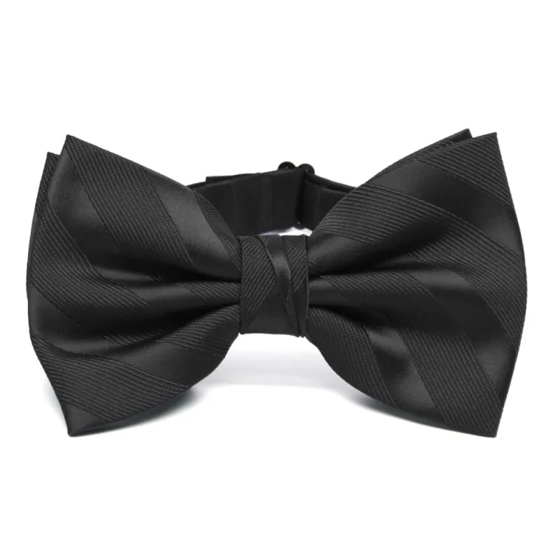 Black Elite Striped Bow Tie sold by TieMart