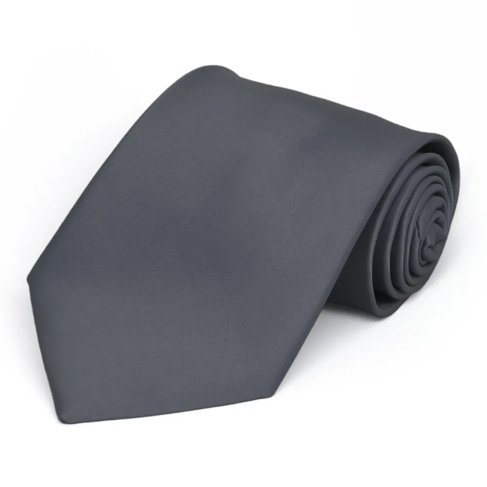 Pewter Premium Solid Color Necktie sold by TieMart