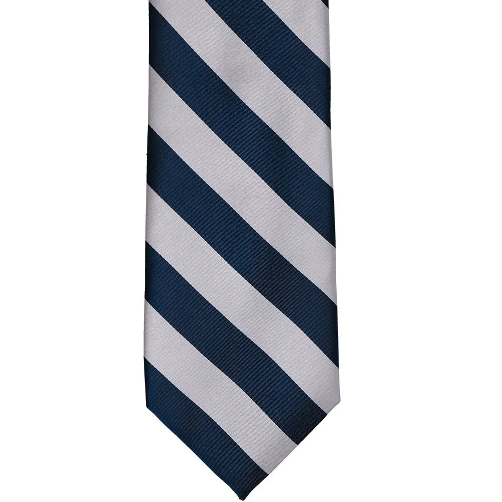 Navy Blue and Silver Striped Zipper Tie sold by TieMart product image thumbnail 3