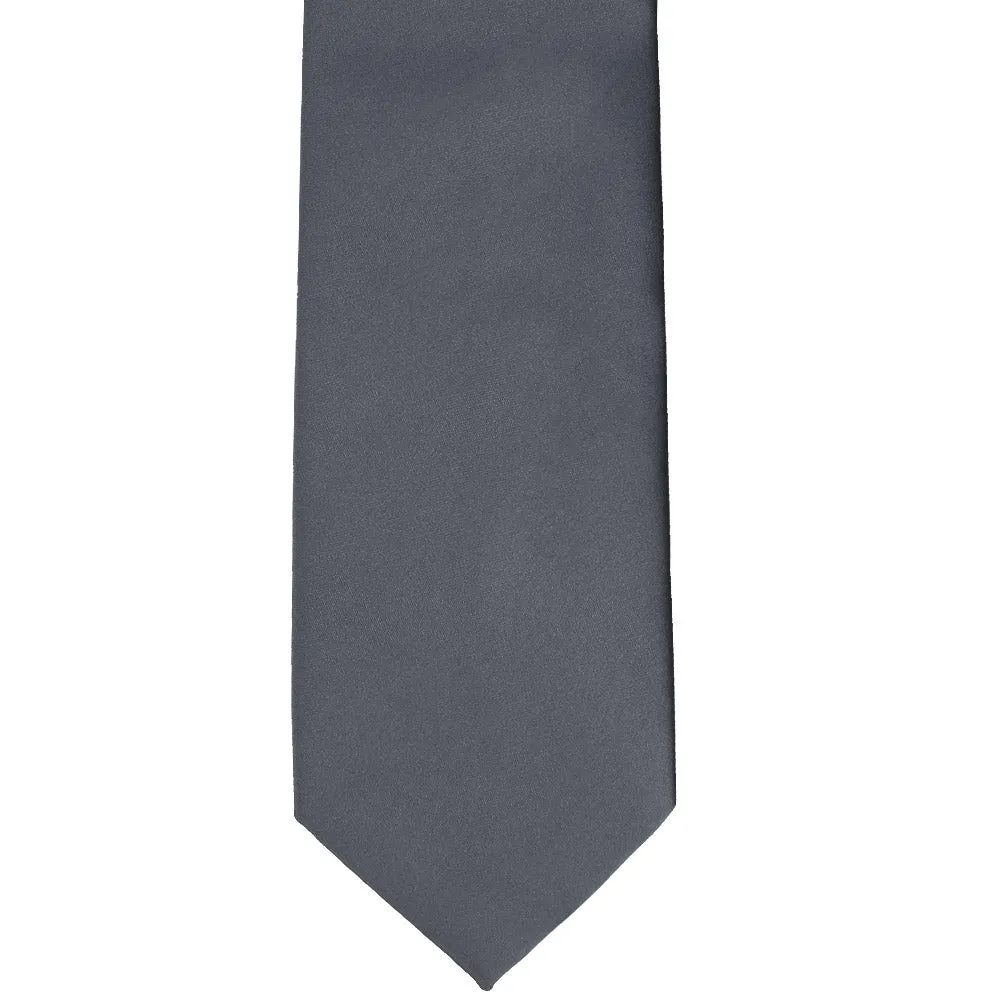Pewter Premium Solid Color Necktie sold by TieMart product image thumbnail 3