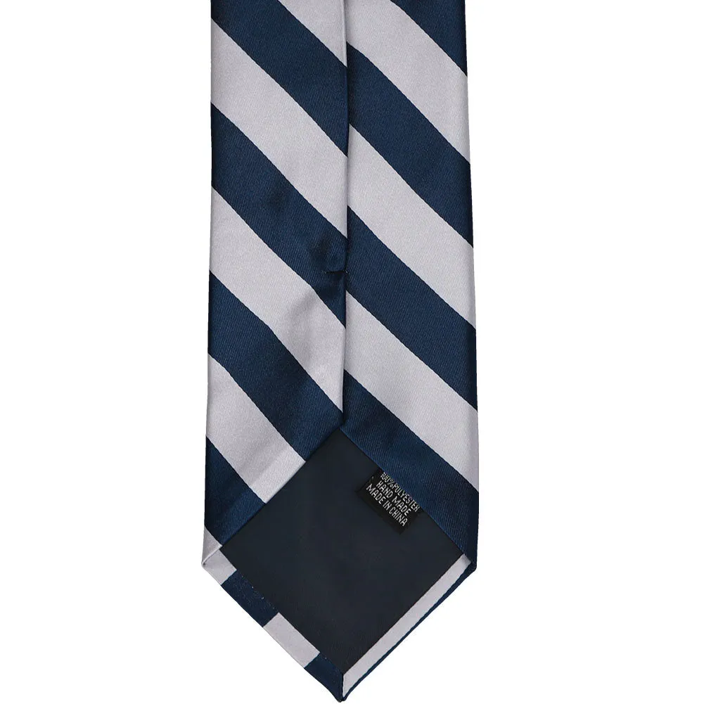 Navy Blue and Silver Striped Zipper Tie sold by TieMart product image thumbnail 5