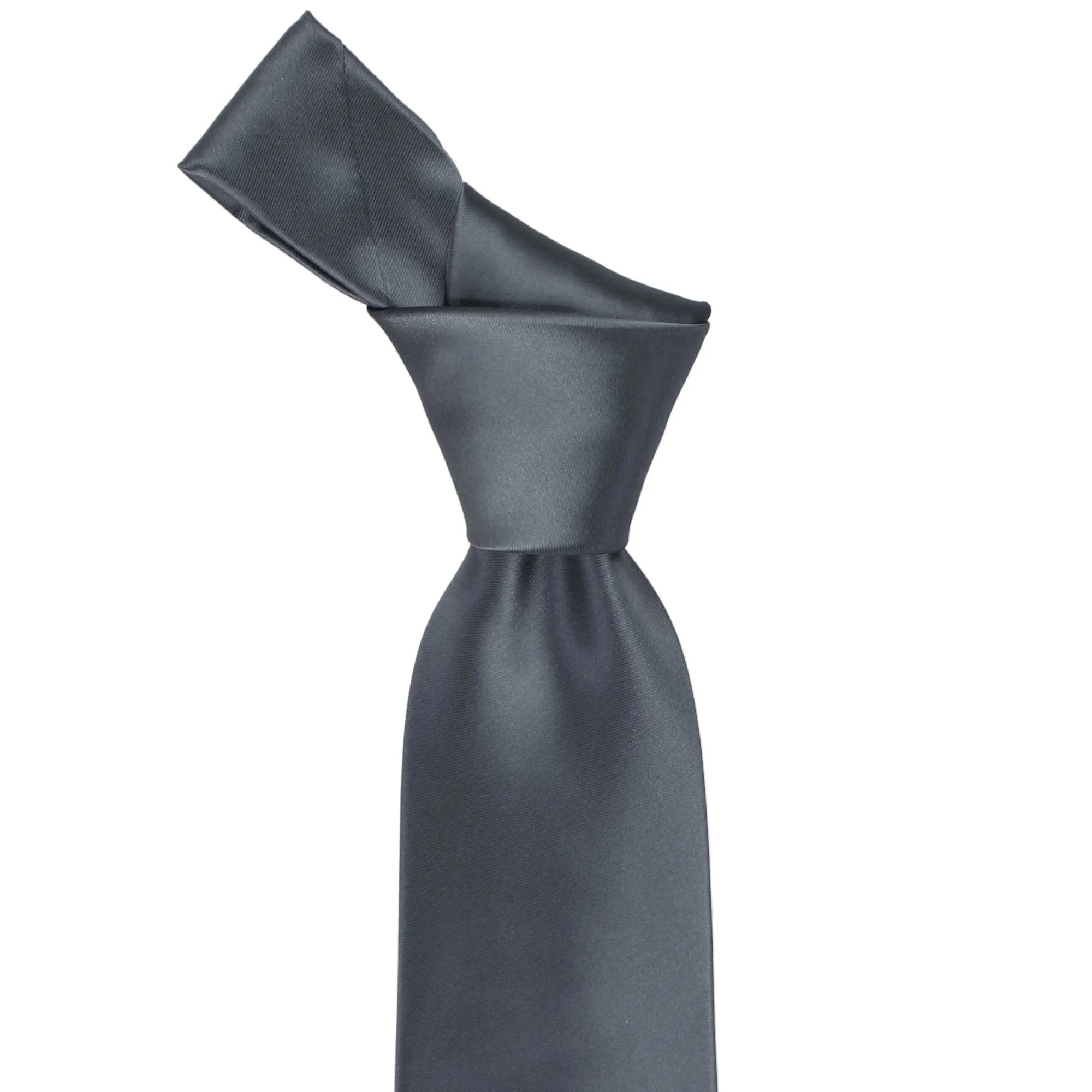 Pewter Premium Solid Color Necktie sold by TieMart product image thumbnail 2