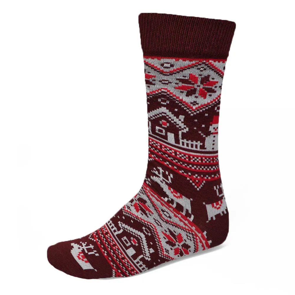 Men's Burgundy Winter Sweater Socks sold by TieMart