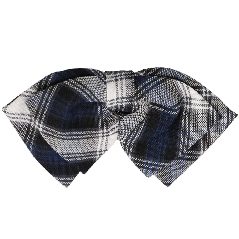 Navy Blue Plaid Floppy Bow Tie sold by TieMart