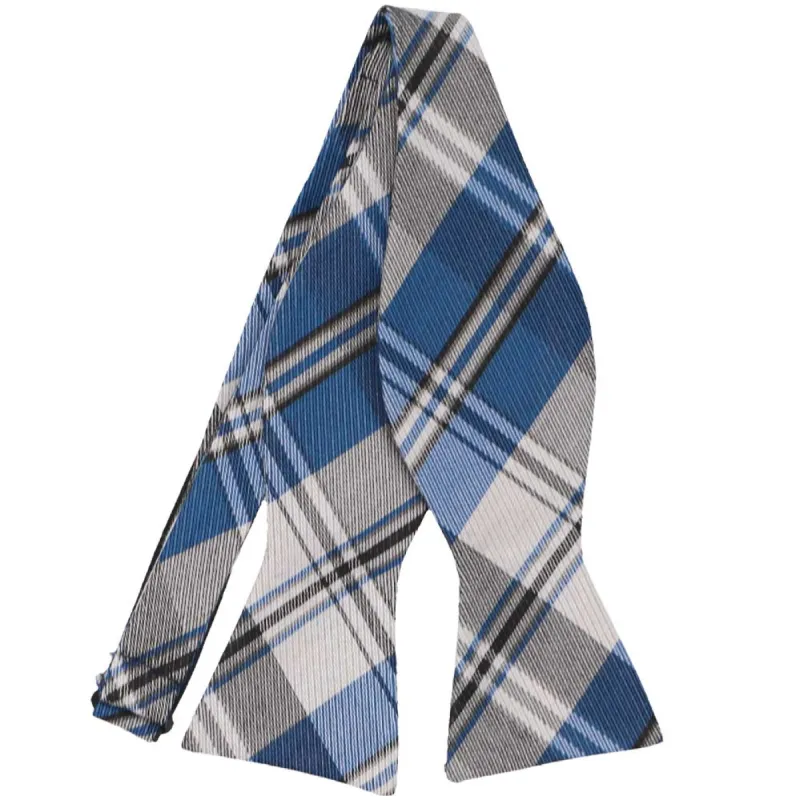 Blue Animator Plaid Silk/Cotton Self-Tie Bow Tie sold by TieMart