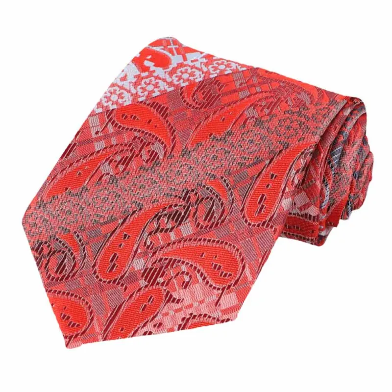 Bright Red Vernon Paisley Necktie sold by TieMart