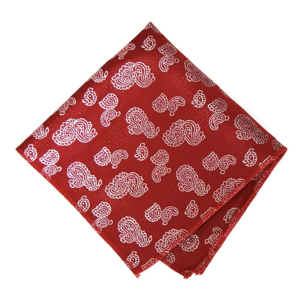Red Ivanhoe Paisley Pocket Square sold by TieMart