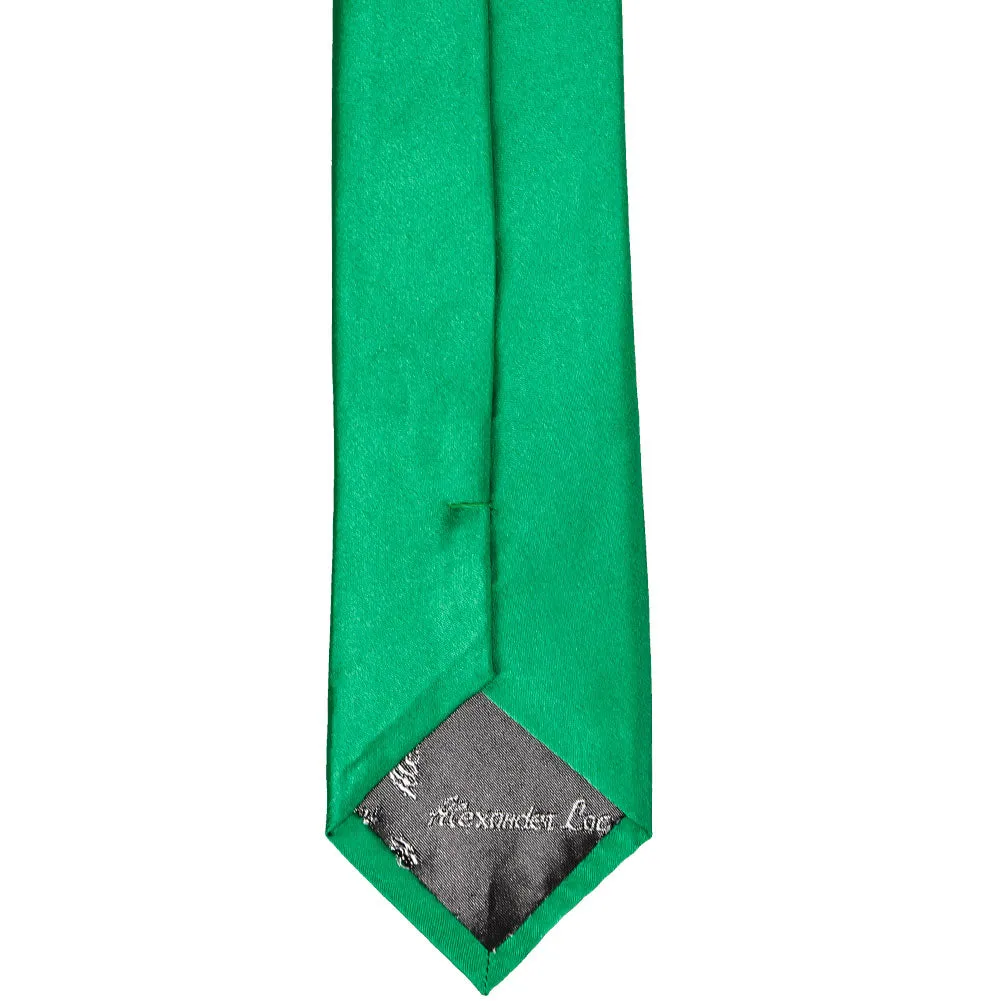 Green Slim Solid Color Necktie, 2.5" Width sold by TieMart product image thumbnail 4