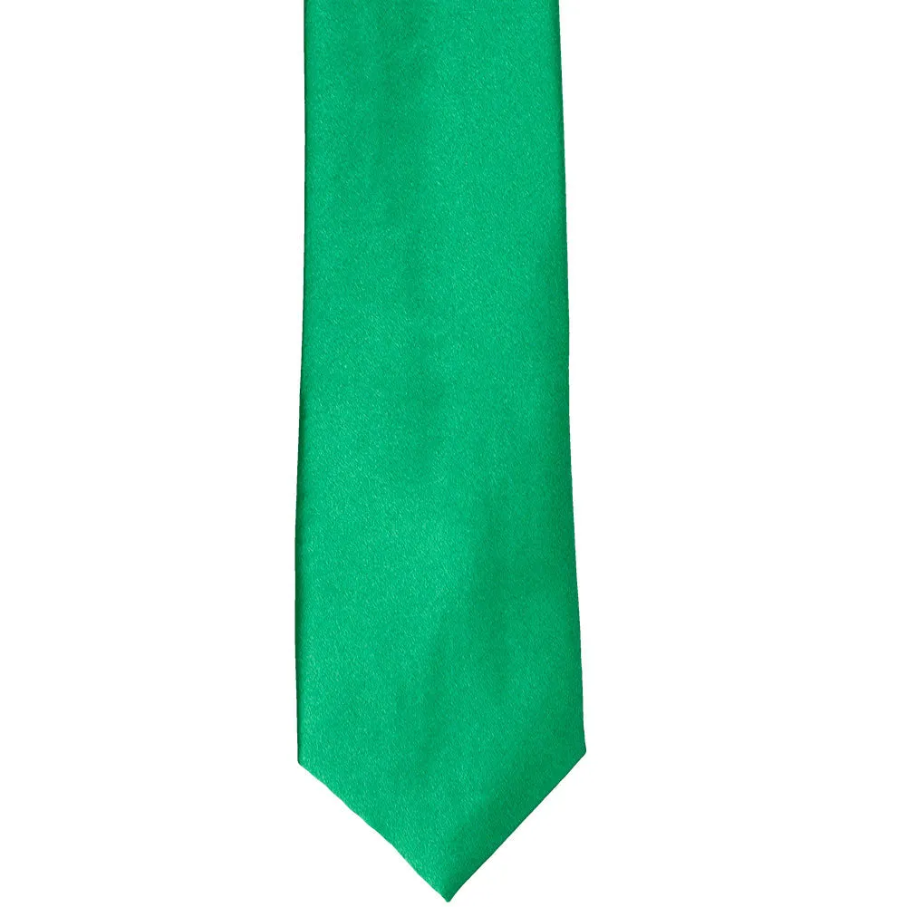 Green Slim Solid Color Necktie, 2.5" Width sold by TieMart product image thumbnail 2