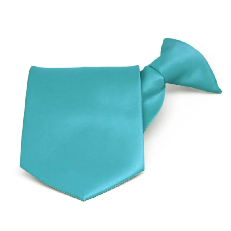 Turquoise Solid Color Clip-On Tie sold by TieMart