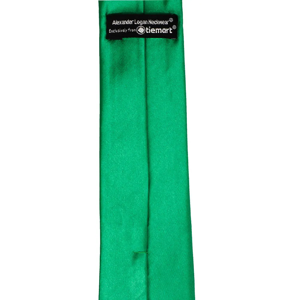 Green Slim Solid Color Necktie, 2.5" Width sold by TieMart product image thumbnail 3