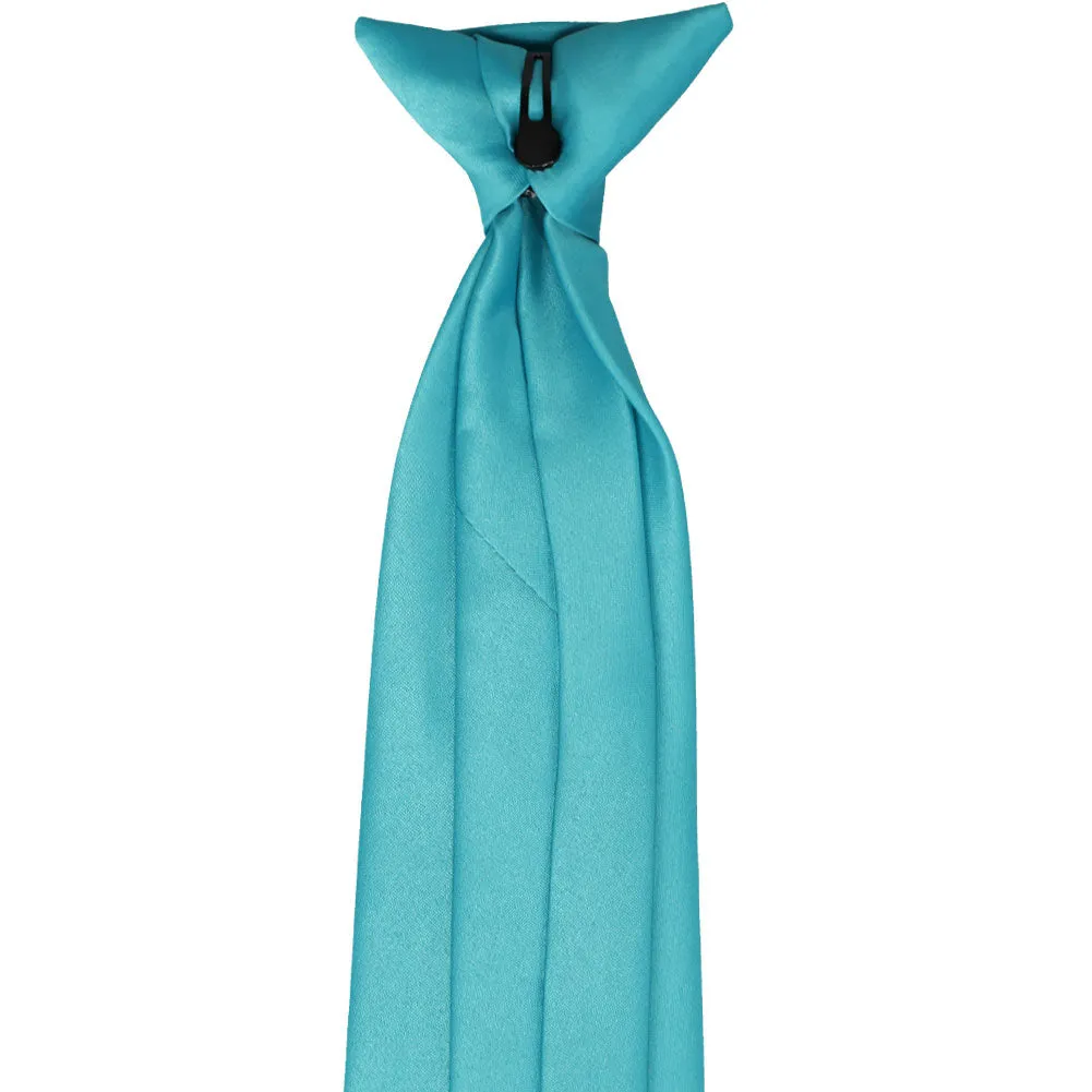 Turquoise Solid Color Clip-On Tie sold by TieMart product image thumbnail 4