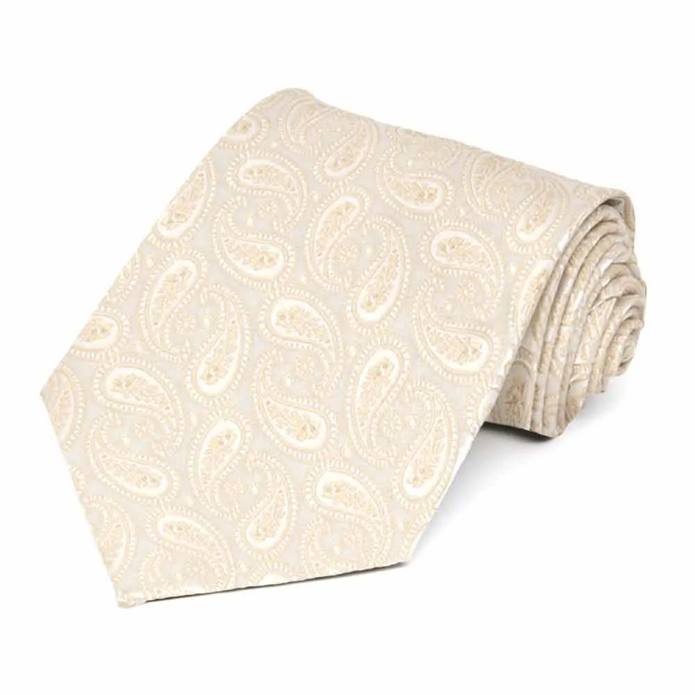 Wheat Brown Darlene Paisley Extra Long Necktie sold by TieMart