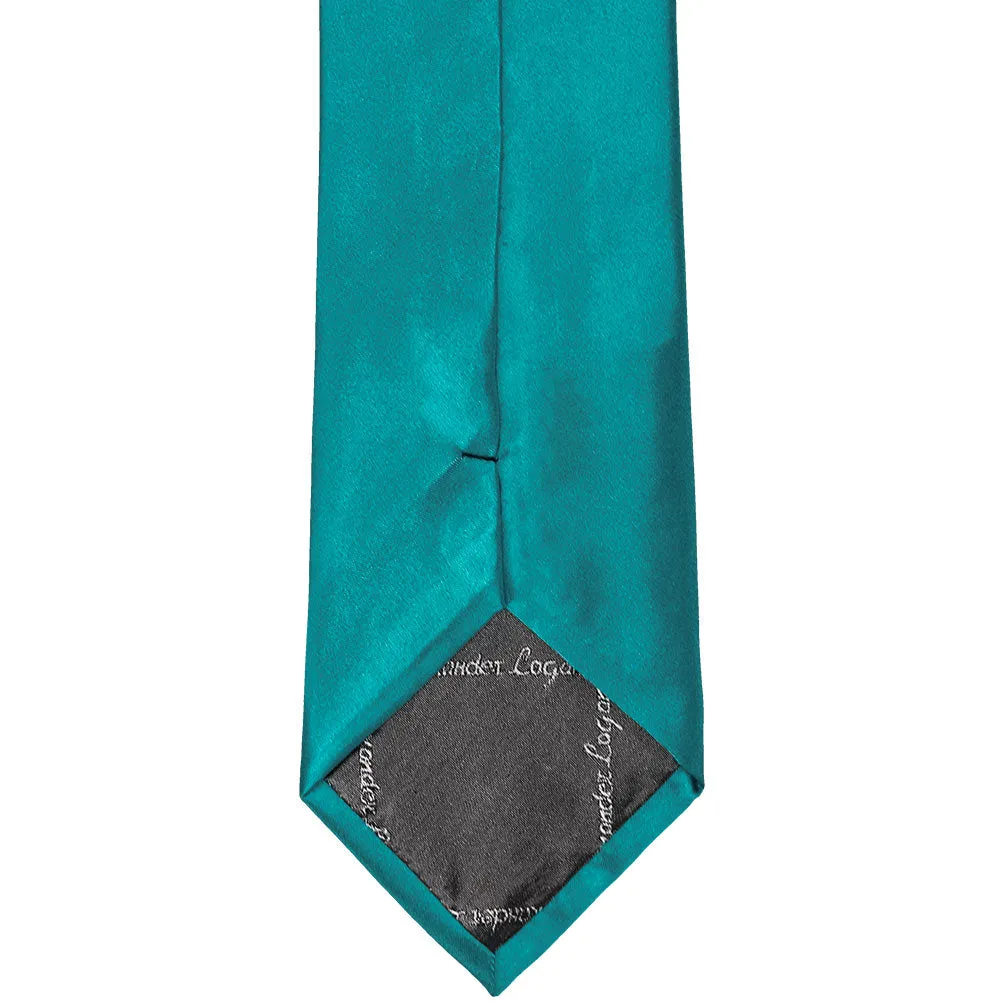 Deep Aqua Solid Color Necktie sold by TieMart product image thumbnail 4