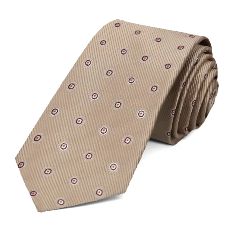 Bronze Willoughby Dotted Slim Necktie sold by TieMart