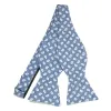 Blue Viscount Paisley Linen/Silk Self-Tie Bow Tie sold by TieMart