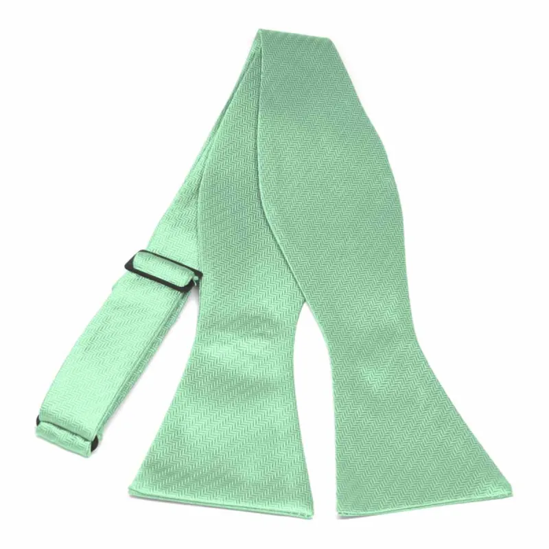 Seafoam Herringbone Silk Self-Tie Bow Tie sold by TieMart