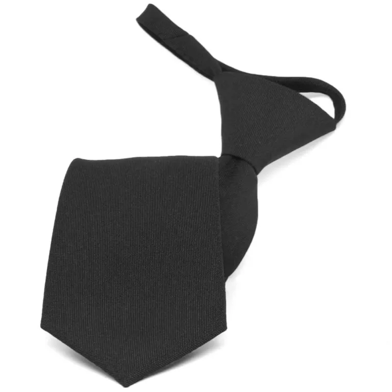 Black Zipper Uniform Tie sold by TieMart
